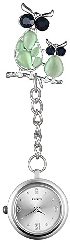Avaner Krankenschwesteruhr Specht Eule Pflegeruhr Analog Quarzwerk FOB Pulsuhr Ansteckuhr Pfau Schmetterling Elefant Schwesternuhren mit Pin/Clip Set Arzt Doktor Medical Taschenuhr