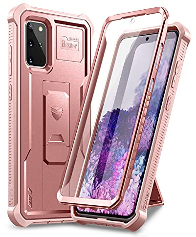 Dexnor Schutzhülle Kompatibel mit Samsung Galaxy S20+ Plus 5G, [Eingebauter Displayschutz und Ständer] Strapazierfähige Militärqualität, stoßfeste Schutzhülle Kompatibel mit Samsung S20 Plus, Rotgold