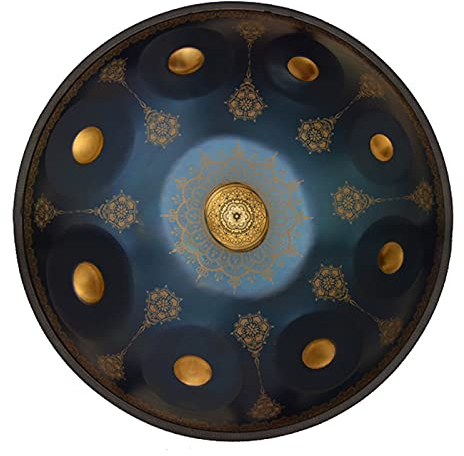 YUANZHOU Handpan Zungentrommel 22 Zoll Mandala Tank Drum Stahl Percussion Drum Instrument Mit Reisetasche 440hz,Blue-10Notes