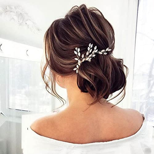 SINLOV Braut Haarkamm Kristall Hochzeit Haarkamm Braut Haarteile Hochzeit Haarschmuck für Frauen (Silber)
