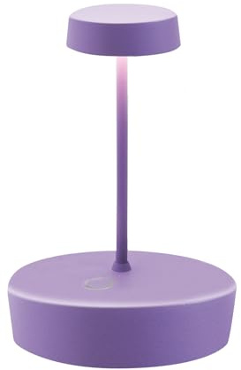Zafferano, Swap Mini, Lampada da Tavolo Ricaricabile e Senza Fili con Controllo Touch, Adatta per Salotto ed Esterni, Dimmer, 2700 K, Altezza 14,8 cm, Colore Lilla