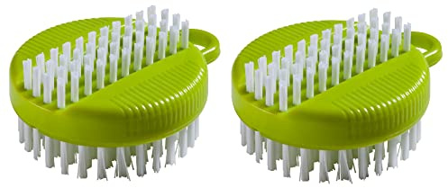 haug bürsten Nagelbürsten - doppelseitig mit Borsten aus Nylon 6.6-2 Stück - Farbe: Lime - Maße: 75x60x30mm - Made in Germany