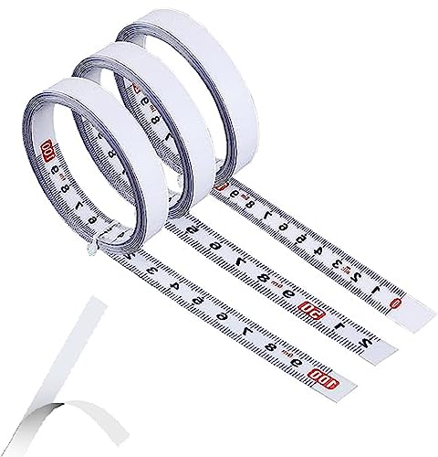 Nastro di Misurazione Autoadesivo,Metro Nastro Adesivo 1 M,Metro a Nastro Autoadesivo,3Pcs Acciaio Carbonio Metro Adesivo,per Tavoli da Falegnameria Macchine Scrivanie Bar Pareti (Fronte Centro Retro)