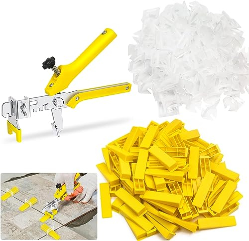 Sistema di Livellamento per Piastrelle 2mm 400 Distanziatori per Piastrelle 100 Cunei per Piastrelle Riutilizzabili 1 Pinza Utensili Livellamento Piastrelle per Piastrelle Altezza 3 – 12 mm (2MM)