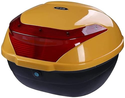 Caja superior trasera para motocicleta, caja superior para motocicleta, maletero, equipaje, cerradura superior, caja de almacenamiento, respaldo suave/luz de advertencia nocturna/amarillo/14.5