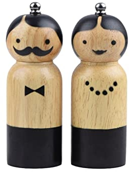 FEELIN Salt and Pepper Shakers Wooden Salt And Pepper Grinder, Adjustable Manual Salt Grinder, Rubber Wood, Pepper Mill With Ceramic Core, Pepper Grinder (Color : A)