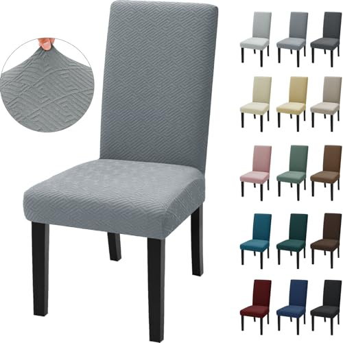 Ystyle Universale Stretch Stuhlhussen 2er Set, Hellgrau | Elastische Stuhlbezüge, Moderner Hussen für Stühle, Waschbar Chair Covers, Komfort-Stuhl Überzug für Esszimmer Restaurant
