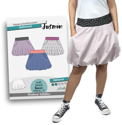JULENDO Schnittmuster Ballonrock Jasmin Gr. 34-42 | Papierschnittmuster für Damen mit Nähanleitung