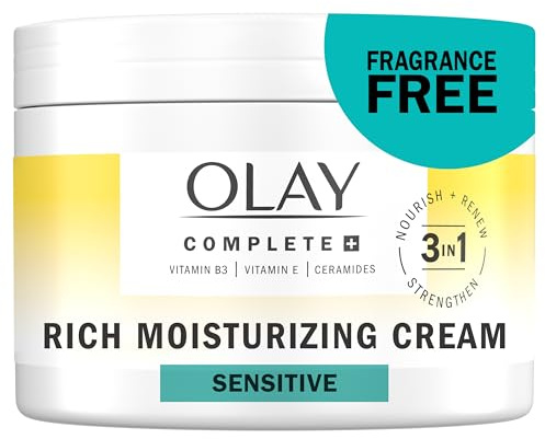 Olay Complete+ Rich Moisturizing Cream Fragrance-Free, 8.5 OZ, 3-in-1 Hydrating Face Cream for Dry Skin with Vitamin B3, Vitamin E, and Ceramides