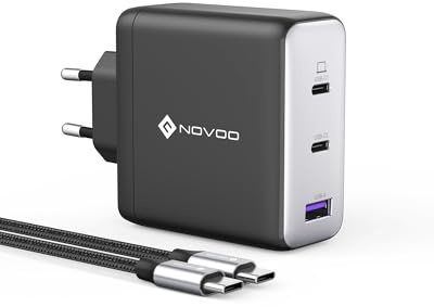 NOVOO Chargeur MacBook Pro, 120W Chargeur USB C Compatible pour MacBook 16/15/ 14/13 Pouces, MacBook Air 2020/2019/ 2018, iPad Pro, HP, GaN Chargeur Rapide USB C avec 1 Câbles