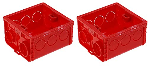 2 Stück Kunststoffbox Montagebox, 86mm x 86mm x 46mm Schalter Anschlussdose, Langlebige Box zur Montage Elektrischer Geräte (Rot)