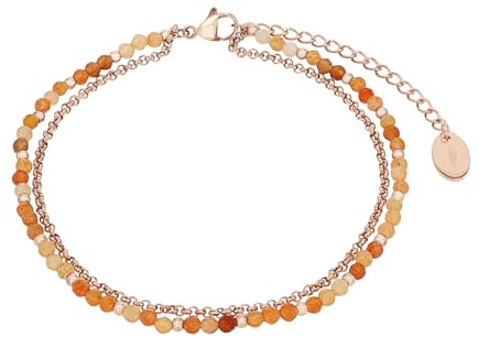 s.Oliver Armband Edelstahl Damen Armschmuck, mit Aventurin, 16+4 cm, Roségold, Kommt in Schmuck Geschenk Box, 2037979