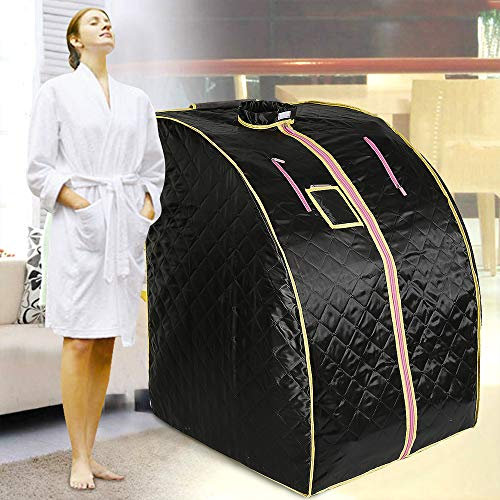 Infrarot Sauna für Zuhause, Tragbare Infrarot-Minisauna, Portable Sauna mit 4-Heizplatten, Klappstühlen und Fernbedienung, Tragbare Faltbare Saunakabine (80 * 70 * 98cm-schwarz)