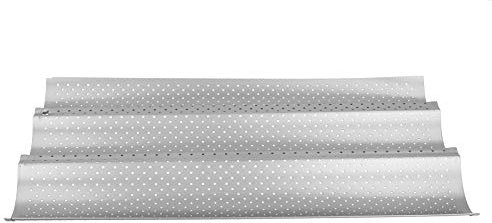 JUOPZKENN Baguette Argento Acciaio Inossidabile Antiaderente Multi Slot Ondulato Baguette Vassoio Baguette Cottura Vassoio di Cottura Utensili Da Cucina(#1)