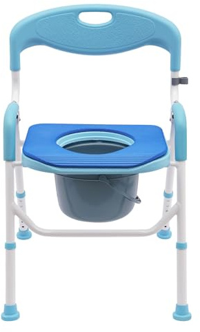 2in1 100kg Toilettenstuhl für Senioren mit WC-Eimer Duschstuhl Toilettensitz Toilettenhilfe Klostuhl Senioren Höhenverstellbar Stuhl für Toilette mit Armlehne Faltbarer WC Sitz