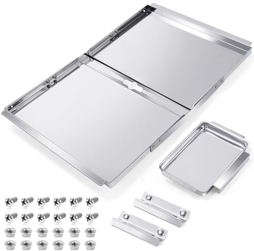 Hiorucet Fettschale mit Auffangwanne für Dyna Glo, Nexgrill, Hinterhofgrill, Kenmore, BHG, Grillmaster, Expert, BBQ-Pro 4/5-Brenner-Grill-Ersatzteile, verstellbare 61 - 76,2 cm Gasgrill-Tropfpfanne.