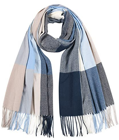 Schal Kinder Damen Herren Quaste, farblich passender weiblicher Schal Starterset Feuchte Tücher Magische Tücher Damenschals Und Tücher Winter Lederpflege Auto Schurwolle Stricken (Blue, One Size)