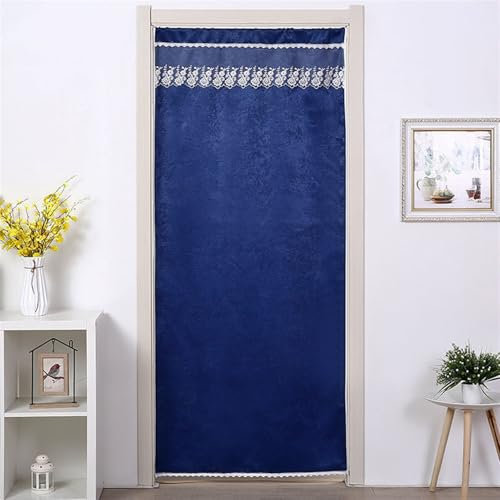 BESTORI Verdunkelungsvorhang Kälteschutz Türvorhang Ohne Bohren Blickdicht Gardinen Hitzeschutz für Schlafzimmer Wohnzimmer Marineblau,90 x 190 cm(B x H)-1 Paneel