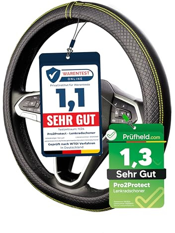 [ 2X Test SEHR GUT ] Pro2Protect Lenkradbezug Leder | Auto Zubehör Innenraum | Lenkradhüllen Grand Tour | Lenkradschoner PKW | Lenkrad Bezug Lenkradschutz | Autozubehör Geschenke für Frauen und Männer