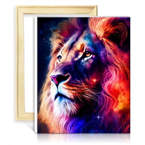 LiHEQING Ölgemälde „Löwe“, Malen nach Zahlen für Erwachsene und Kinder, mit 3 Pinseln und Acrylfarben, Kunsthandwerk für die Heimdekoration, ohne Rahmen (60 x 75 cm)