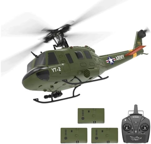 NULA YUXIANG F07 UH-1D RC Hubschrauber für Erwachsene, 1/34, 6 H 2,4 G 6-Achsen-Gyro 3D/6G Bürstenloser Ferngesteuerter Helikopter Flugflugzeug Optische Flusspositionierung – 3 Batterie