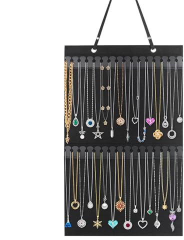 Halskettenhalter-Ständer – Wand-Schmuckhalter mit 32 Haken, Armband-Organizer zum Aufhängen von Halsketten, weiche Schmuckhaken für Schrank, Schlafzimmer, platzsparender Schmuckaufhänger