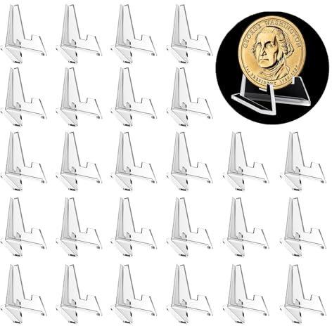 AIMUMEIF 50 Pezzi Porta Piatti da Esposizione,Mini Supporti per Carte in Acrilico,Supporto Monete,Mini Espositore per Medaglie,Orologi da Tasca,Foto