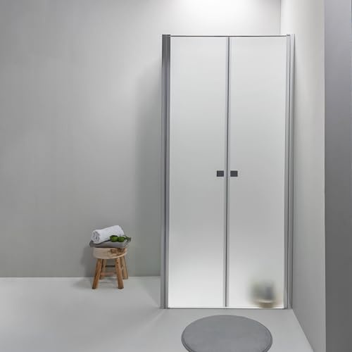 Box Doccia Angolare 70x100 cm - Cabina Doccia con Apertura Saloon, Cristallo Temperato 6mm, Lato Fisso Opaco, Profilo Cromato e Chiusura Magnetica - Regolabile e Facile da Installare