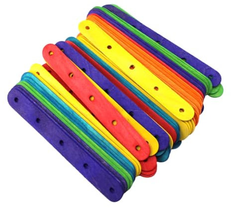 Angoily 50stücke Holzstäbchen Zum Basteln Bunte Eisstiele Mit Löchern Für Diy-projekte Ungewachst Sauber Und Gesund Für Schule Party Und Ferienlager