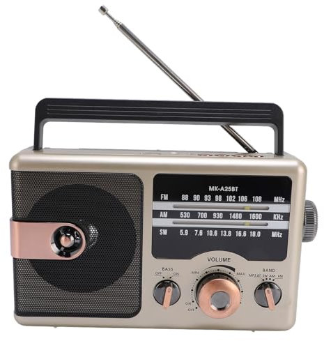 Tragbarer Full -Band -Radio -BT -Lautsprecher, Erweiterter FM -Empfang, Kompaktes und Vintage -Look für Senioren und Retro -Liebhaber, Genießen Sie FM -Stationen und Podcasts