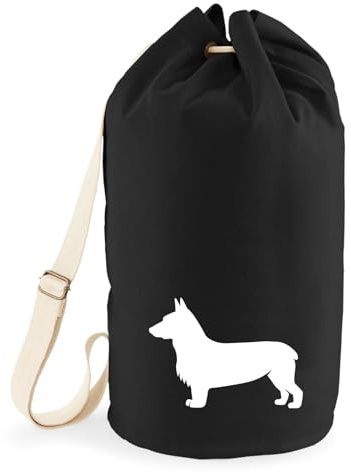 Huuraa Seesack Welsh Corgi Pembroke Silhouette 20 Liter Black Baumwolle Rucksack Geschenkidee