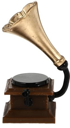 HANABASS Mini Gramophone rétro décor de Table de dîner Salle Gramophone Maison de poupée décor de Bureau Maquette phonographe Miniature Mini phonographe décor de phonographe Vintage résine
