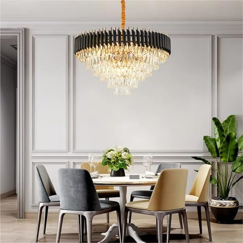 Lámpara de araña de Cristal LED E14 intembiable, colección Negra, Lustre, luminaria de suspensión para Comedor