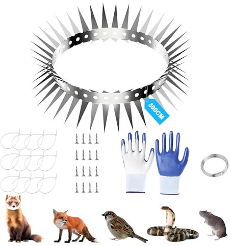 300cm Protezione per Martore in Acciaio Inox,Cintura di Protezione per Martore,Cintura Antincama,Protezione Contro Arrampicata dei Gatti,Cintura Repellente Gatti,Protezione Contro Roditori Uccelli
