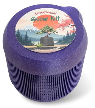 HIZEN CannaBonsai Grow Kit – Cannabis Bonsai Anzuchtset inkl. selbstbewässernder Topf, Anzuchterde, Langzeitdünger + Pflanzendraht, Indoor Grow Set (Violett)