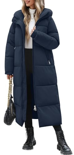 Vancavoo Manteau Femme Hiver Doudoune Longue Manteaux à Capuche | Parka Matelassé Chaud avec Zip Double Curseur, Fentes Zippées à l’Ourlet et Poches Latérales