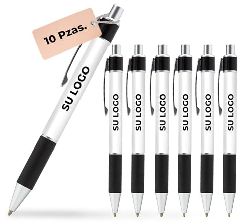 Cimpress Personalisierter Kugelschreiber, Rundumdruck Logo und Text, 10 Stück, Schwarze Tinte, Rutschfester Griff, Geschenk für Büro, Schule, Geburtstag, Hochzeit