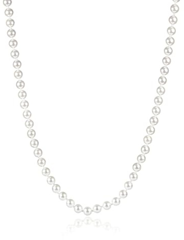 ZAVANA Lange Perlenkette für Damen aus weißen Muschelperlen, elegante Damenkette ohne Verschluss in 60 cm, 85 cm, 140 cm oder 150 cm Länge, klassischer Perlenschmuck im Schmuckbeutel