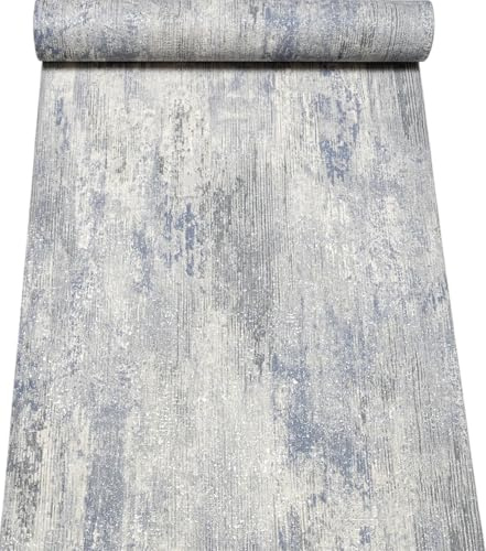 SOPHIE LAURENCE Blue Metallic Concrete Effect Wallpaper – Textured Luxury Paste-The-Wall Roll, Washable & Durable, Ideal for Living Room, Bedroom & Feature Walls, Industrial Urban (10.05m x 53cm)