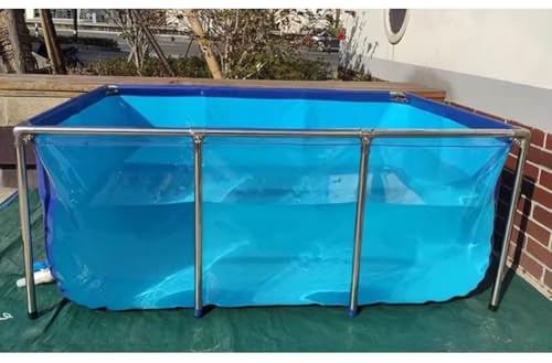 Generico Laghetto per Pesci Fuori Terra con Finestra Trasparente - Tela in PVC Resistente, Vasca di contenimento con Struttura in Acciaio per Allevamento di Carpe Koi e Tartarughe (50x40x30 cm) - Acq
