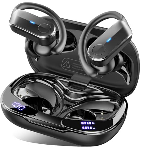 Ordtop Bluetooth 5.4 Kopfhörer Sport, 70H In Ear Kopfhörer Bluetooth mit 4 Noise Cancelling Mics, IPX8 Wasserdicht Ohrhörer mit Ohrhaken, HiFi Stereo Tiefer Bass Kabellose Kopfhörer, Android/iOS