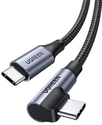 UGREEN Zapix Cable USB C 240W Carga Rápida PD 3.1 90 Grados (2M) | Tipo C Trenzado Nylon, Compatible con iPad Macbook, iPhone 17 Pro Max Air/16/15, Galaxy S26/S25 Ultra, Pixel 10/9/8, etc.