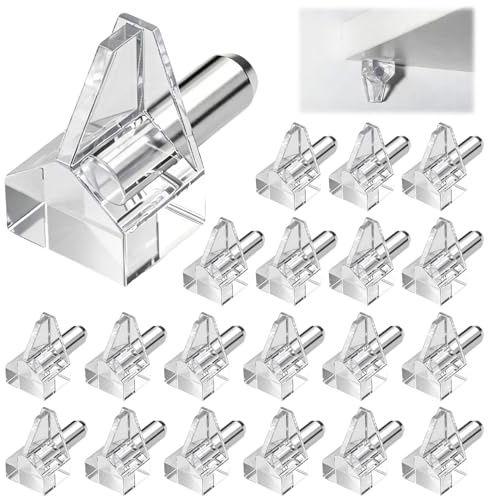 20 Pack 5mm Clear ABS Shelf Support Pegs for Cabinets Bookcases Wardrobes | Tool-free quick installation; durable anti-deformation build, invisible design blends seamlessly with all furniture styles.