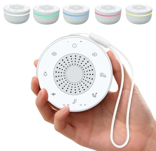 EMEBAY Machine à Bruit Blanc, Boite Musique Thérapie Sonore Avec 30 Sons | Appareil d'Aide au Sommeil, Veilleuse/Fonction Mémoire/32 Niveaux de Volume/3 Minuteries