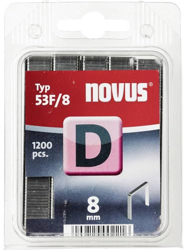 Novus Flachdrahtklammern 8 mm, 1200 Tacker-Klammern vom Typ 53 F/8, zur Befestigung von Folien, Etiketten, Papier, Pappe