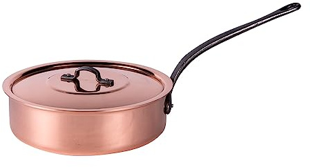 Baumalu 203012 Sauteuse + Couvercle en Cuivre Diamètre : 24 cm, Orange