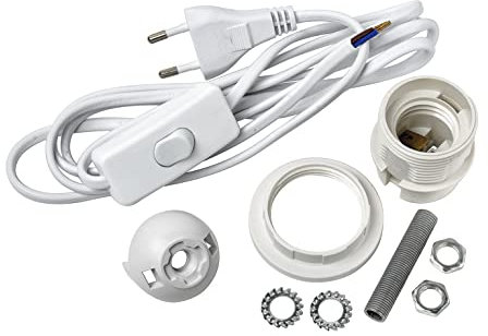 VBS Lampenanschlusskabel-Set E27 Lampenfassung Kunststoff Metall Ganzjährig mit Schalter Weiß