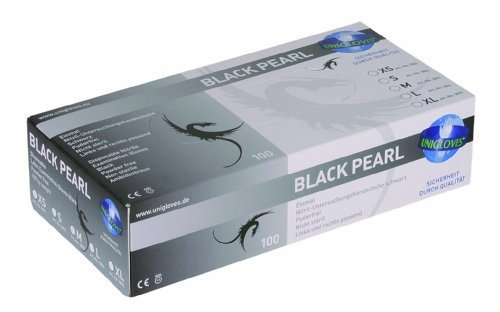 Unigloves Black Pearl - Guanti in nitrile in nitrile, colore nero, senza lattice, taglia XL