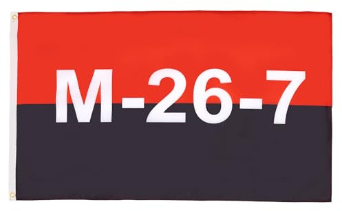 AZ FLAG Bandera Cuba Movimiento 26 de Julio 150x90 cm 2 Ojales | Uso interior y exterior Enseña de la revolución cubana costuras dobles y bordes reforzados con ojales metálicos