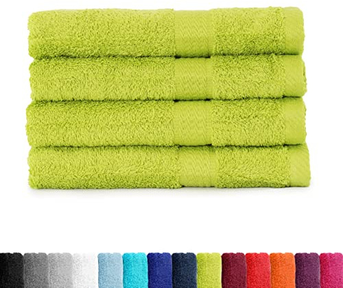 BaSaTex Handtuch Set für Haushalt & Gäste 4er Pack Handtücher Waschtücher | Frottee-Handtücher mit Aufhängeschlaufe, Apfelgrün, Baumwolle, Frottee, Öko-Tex, Made in Green, Aufhängeschlaufe